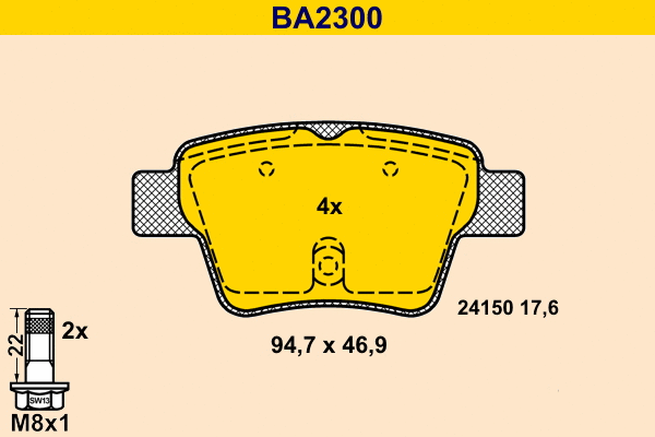 Brake Pad Set, disc brake (BA2300)