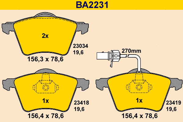 Brake Pad Set, disc brake (BA2231)