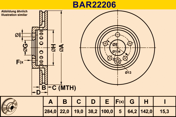 Brake Disc (BAR22206)