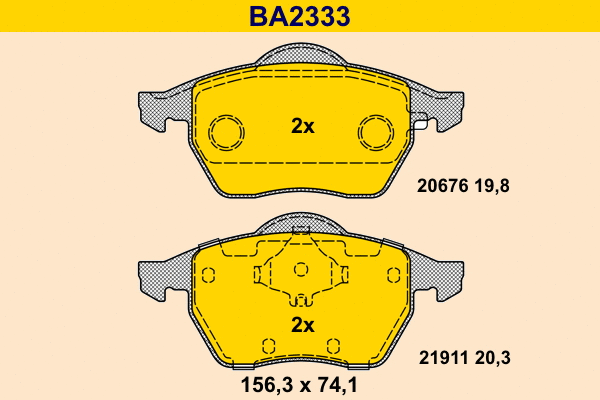 Brake Pad Set, disc brake (BA2333)