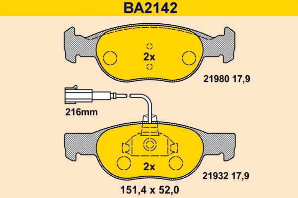 Brake Pad Set, disc brake (BA2142)