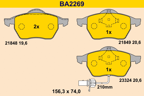 Brake Pad Set, disc brake (BA2269)