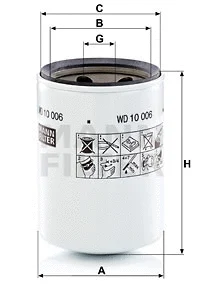 Filter, operating hydraulics (WD 10 006)