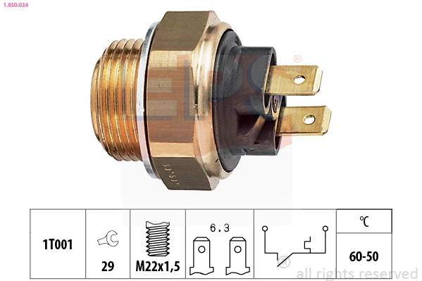 Temperature Switch, radiator fan (1.850.034)