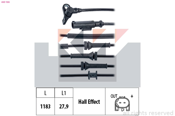 Sensor, wheel speed (460 166)