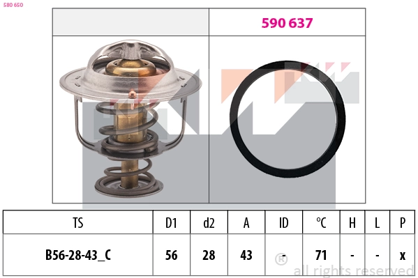Thermostat, coolant (580 650)