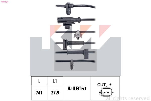Sensor, wheel speed (460 124)