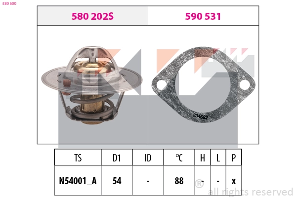 Thermostat, coolant (580 600)