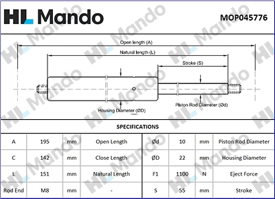 Gas Spring, boot/cargo area (MOP045776)