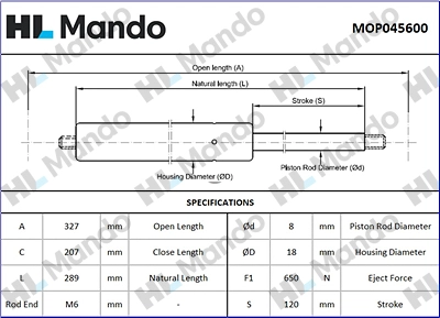 Gas Spring, boot/cargo area (MOP045600)