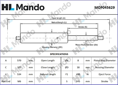 Gas Spring, boot/cargo area (MOP045629)