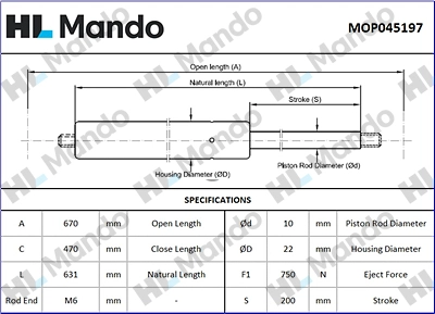 Gas Spring, boot/cargo area (MOP045197)