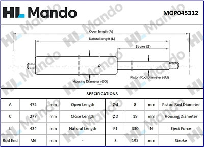 Gas Spring, boot/cargo area (MOP045312)