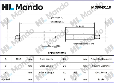 Gas Spring, boot/cargo area (MOP045118)