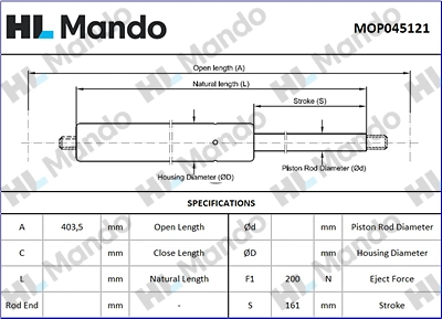 Gas Spring, boot/cargo area (MOP045121)