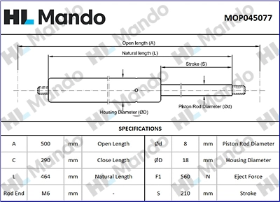 Gas Spring, boot/cargo area (MOP045077)