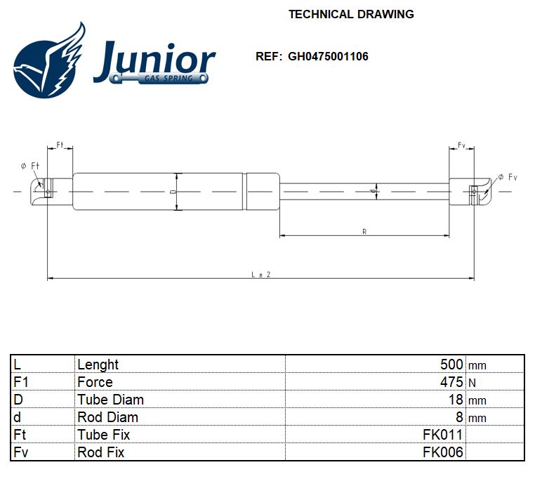 Gas Spring, boot/cargo area (GH0475001106)