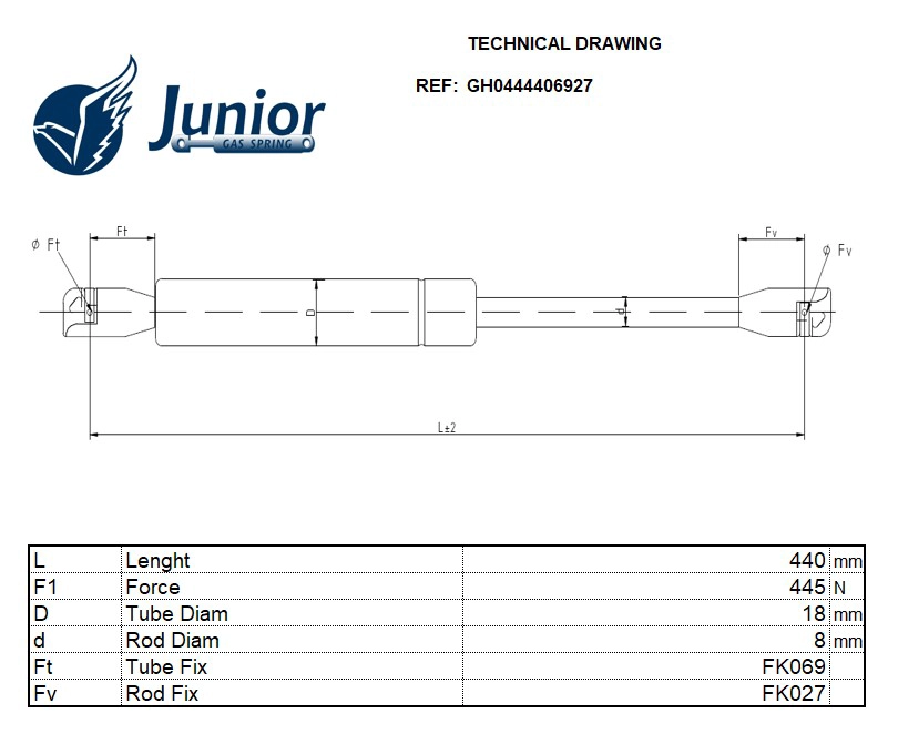 Gas Spring, bonnet