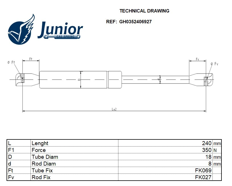 Gas Spring, convertible top (GH0352406927)