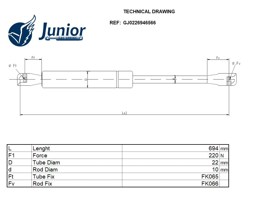 Gas Spring, bonnet (GJ0226946566)