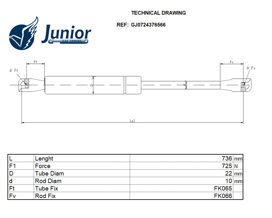 Gas Spring, boot/cargo area (GJ0724376566)