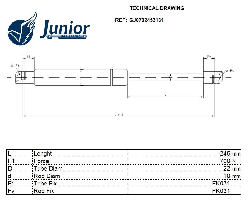 Gas Spring, bonnet