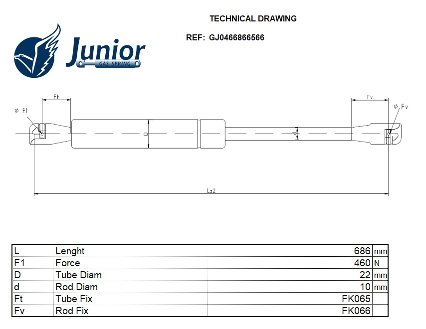 Gas Spring, boot/cargo area (GJ0466866566)