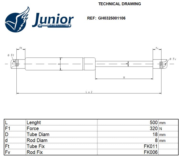 Gas Spring, boot/cargo area (GH0325001106)