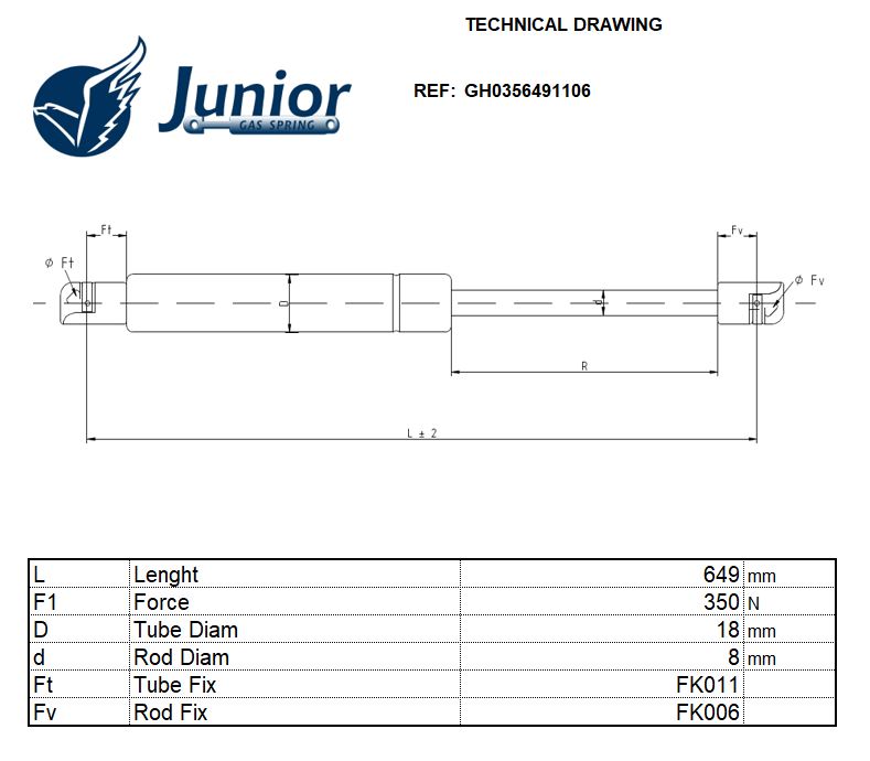 Gas Spring, bonnet