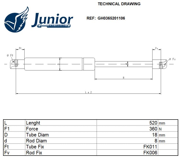 Gas Spring, boot/cargo area (GH0365201106)