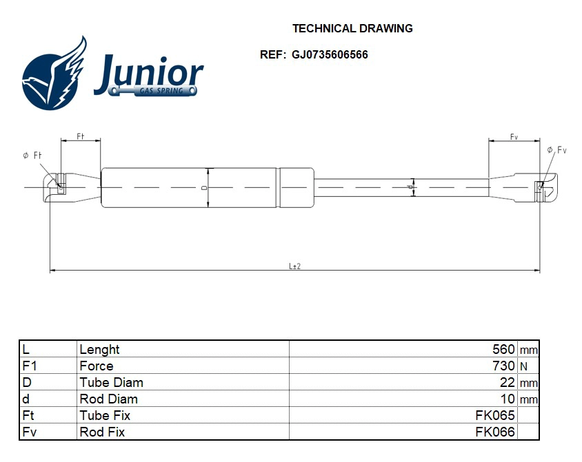 Gas Spring, boot/cargo area (GJ0735606566)