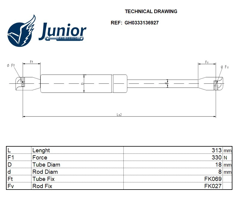 Gas Spring, bonnet