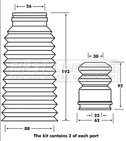 Dust Cover Kit, shock absorber (FPK7096)