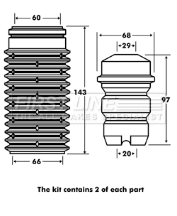 Dust Cover Kit, shock absorber (FPK7032)