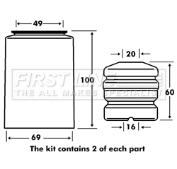 Dust Cover Kit, shock absorber (FPK7024)