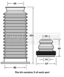 Dust Cover Kit, shock absorber (FPK7062)