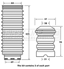Dust Cover Kit, shock absorber (FPK7008)