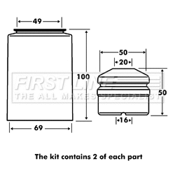 Dust Cover Kit, shock absorber (FPK7028)