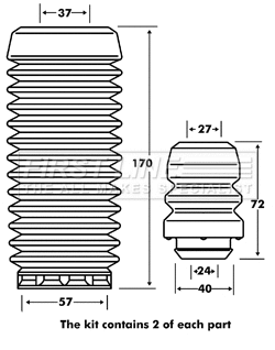 Dust Cover Kit, shock absorber (FPK7051)