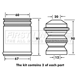 Dust Cover Kit, shock absorber (FPK7025)