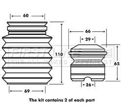 Dust Cover Kit, shock absorber (FPK7010)
