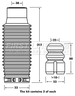 Dust Cover Kit, shock absorber (FPK7064)