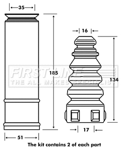 Dust Cover Kit, shock absorber (FPK7091)