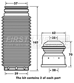 Dust Cover Kit, shock absorber (FPK7053)