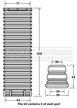 Dust Cover Kit, shock absorber (FPK7092)