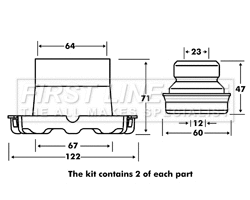 Dust Cover Kit, shock absorber (FPK7108)