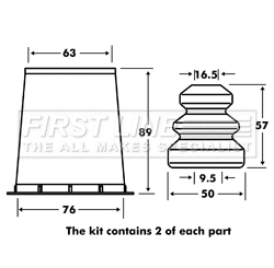 Dust Cover Kit, shock absorber (FPK7015)