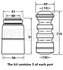 Dust Cover Kit, shock absorber (FPK7089)