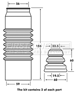 Dust Cover Kit, shock absorber (FPK7093)