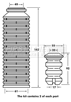 Dust Cover Kit, shock absorber (FPK7049)
